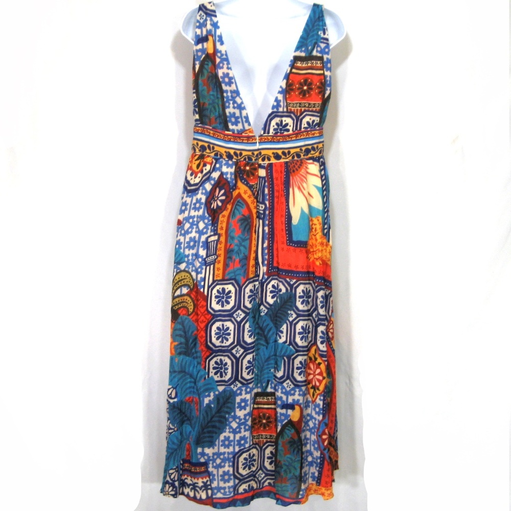 FARM ⚜ WOMEN'S VISCOSE FOREST TILES MIDI DRESS - Picture 3 of 4